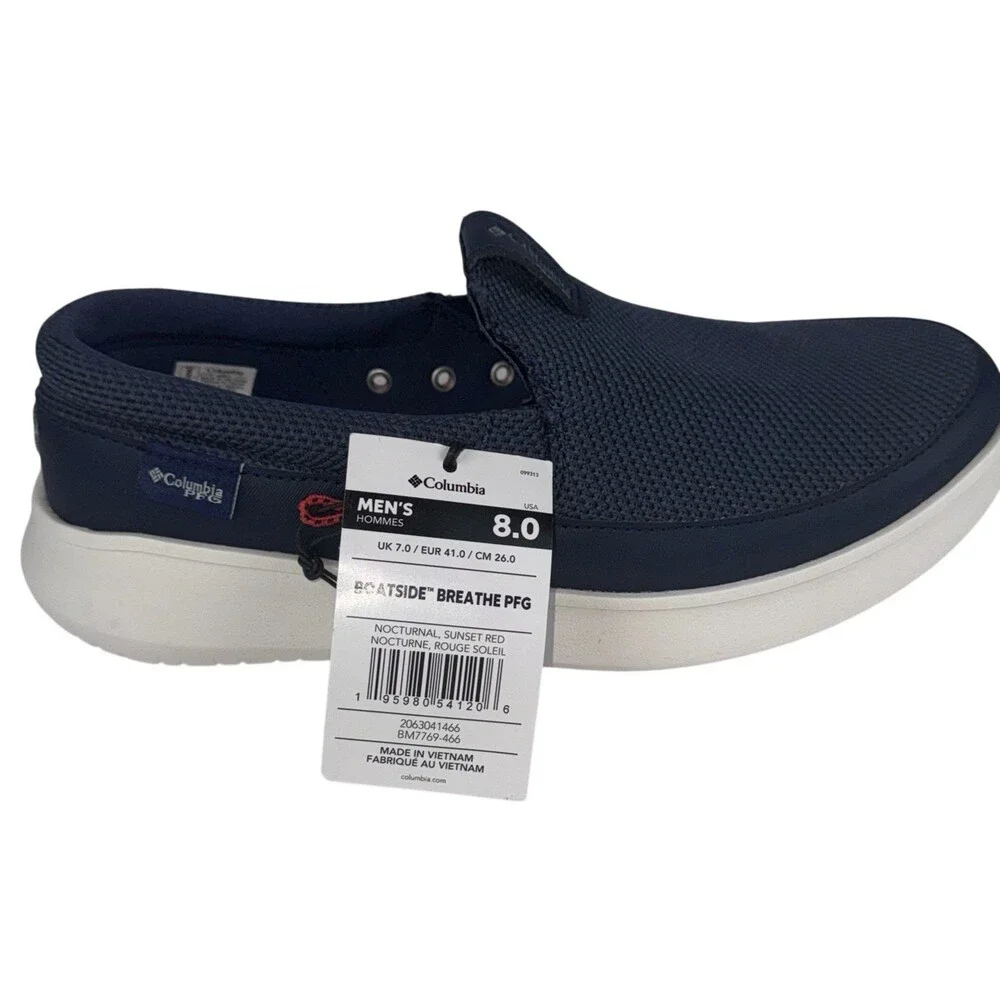 Columbia Mens Size 8 Nocturnal Blue Boatside Breathe PFG Boat Slip On Shoes New
